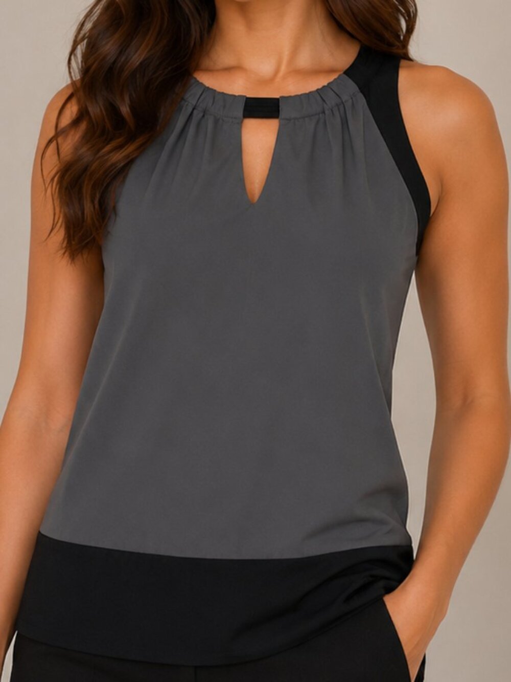 Banana Republic Grey & Black Sleeveless Blouse | Size Small | Stretch